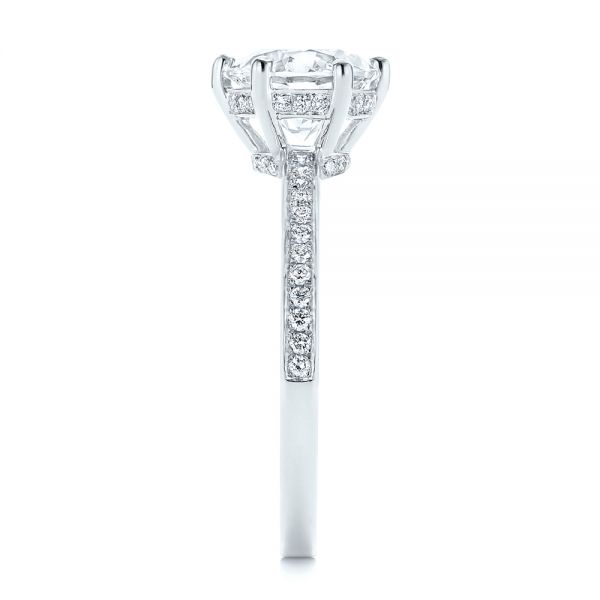14k White Gold Six-prong Classic Diamond Engagement Ring - Side View - 105766