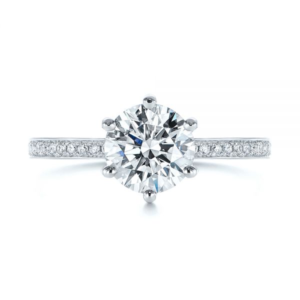 14k White Gold Six-prong Classic Diamond Engagement Ring - Top View - 105766