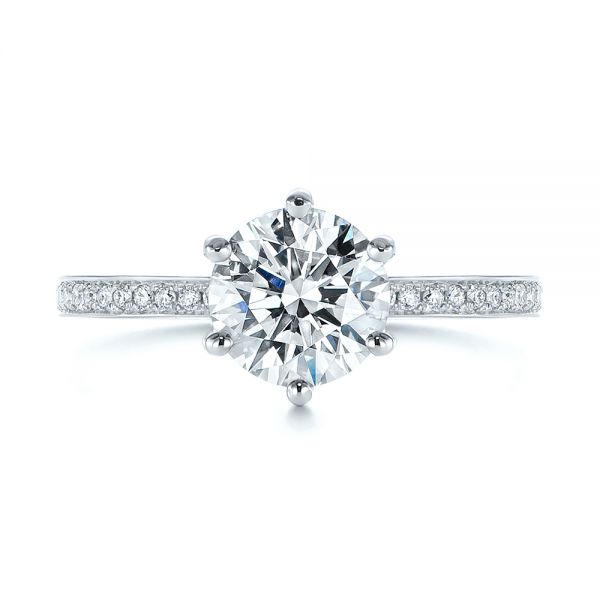  Platinum Platinum Six-prong Classic Diamond Engagement Ring - Top View -  105766