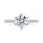 14k White Gold Six-prong Classic Diamond Engagement Ring - Top View -  105766 - Thumbnail