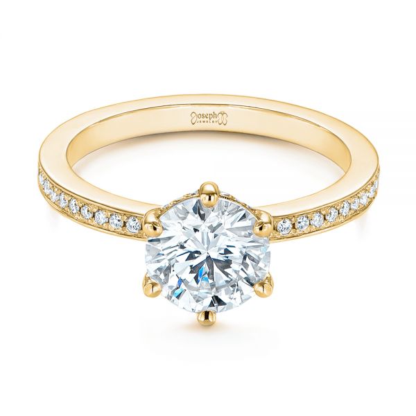 18k Yellow Gold 18k Yellow Gold Six-prong Classic Diamond Engagement Ring - Flat View -  105766