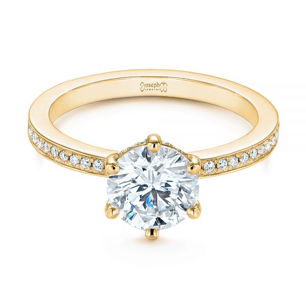 14k Yellow Gold 14k Yellow Gold Six-prong Classic Diamond Engagement Ring - Flat View - 105766