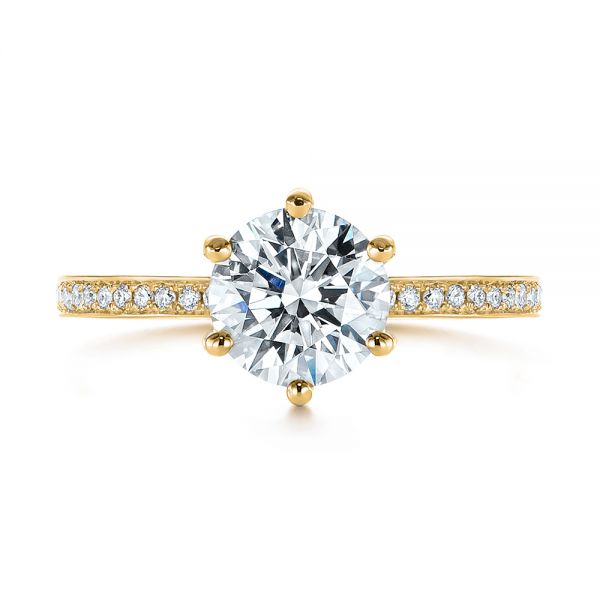 18k Yellow Gold 18k Yellow Gold Six-prong Classic Diamond Engagement Ring - Top View -  105766