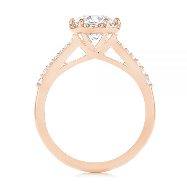 18k Rose Gold 18k Rose Gold Six Prong Delicate Halo Diamond Engagement Ring - Front View -  104868