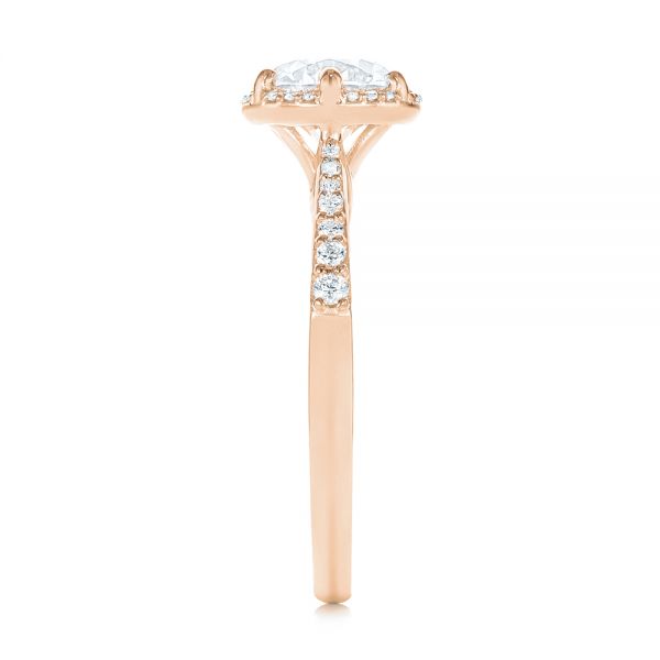 18k Rose Gold 18k Rose Gold Six Prong Delicate Halo Diamond Engagement Ring - Side View -  104868
