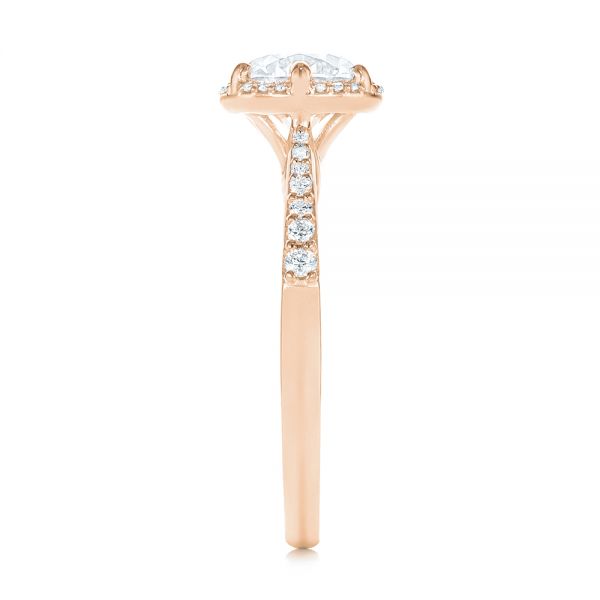 14k Rose Gold 14k Rose Gold Six Prong Delicate Halo Diamond Engagement Ring - Side View - 104868