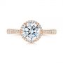 18k Rose Gold 18k Rose Gold Six Prong Delicate Halo Diamond Engagement Ring - Top View -  104868 - Thumbnail
