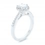 14k White Gold Six Prong Delicate Halo Diamond Engagement Ring - Three-Quarter View -  104868 - Thumbnail