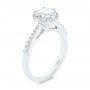 18k White Gold 18k White Gold Six Prong Delicate Halo Diamond Engagement Ring - Three-Quarter View -  104868 - Thumbnail