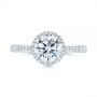 14k White Gold Six Prong Delicate Halo Diamond Engagement Ring - Top View -  104868 - Thumbnail
