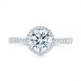 14k White Gold Six Prong Delicate Halo Diamond Engagement Ring - Top View -  104868 - Thumbnail
