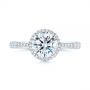 18k White Gold 18k White Gold Six Prong Delicate Halo Diamond Engagement Ring - Top View -  104868 - Thumbnail