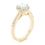 14k Yellow Gold 14k Yellow Gold Six Prong Delicate Halo Diamond Engagement Ring - Three-Quarter View -  104868 - Thumbnail