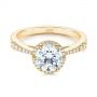 14k Yellow Gold 14k Yellow Gold Six Prong Delicate Halo Diamond Engagement Ring - Flat View -  104868 - Thumbnail
