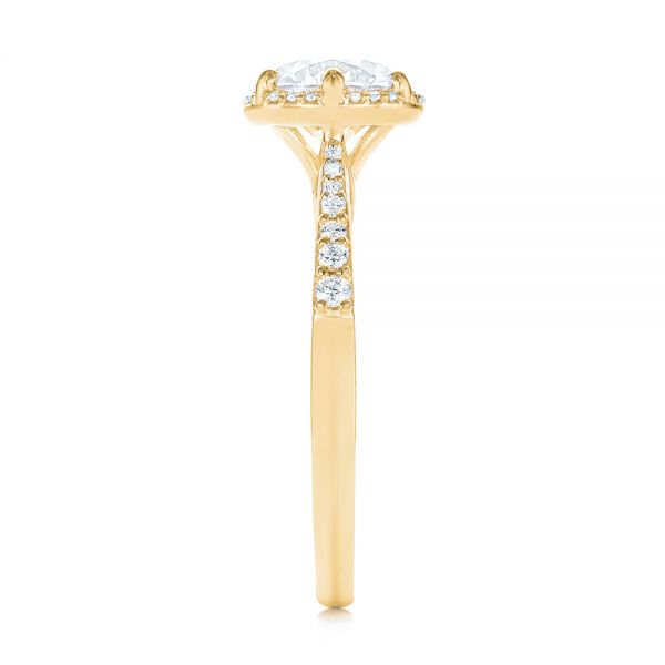 14k Yellow Gold 14k Yellow Gold Six Prong Delicate Halo Diamond Engagement Ring - Side View - 104868