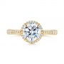 18k Yellow Gold 18k Yellow Gold Six Prong Delicate Halo Diamond Engagement Ring - Top View -  104868 - Thumbnail