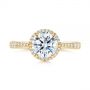 14k Yellow Gold 14k Yellow Gold Six Prong Delicate Halo Diamond Engagement Ring - Top View -  104868 - Thumbnail
