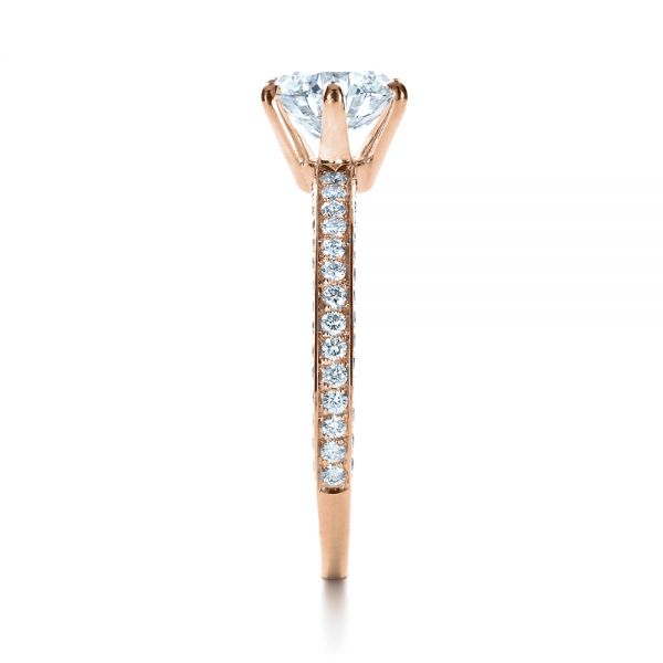 18k Rose Gold 18k Rose Gold Six Prong Diamond Engagement Ring - Side View -  1382