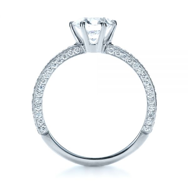 14k White Gold Six Prong Diamond Engagement Ring - Front View - 1382