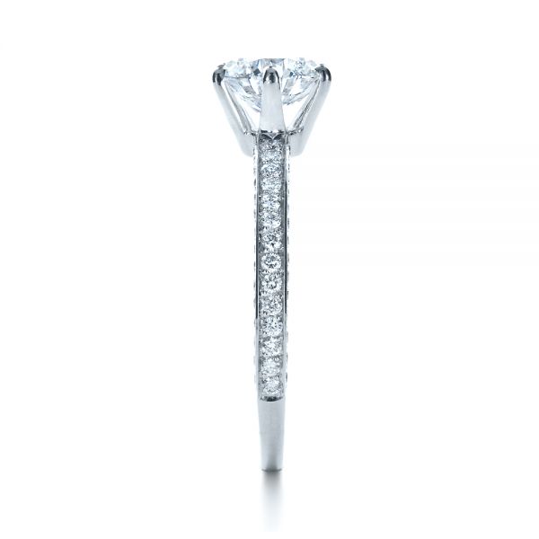 14k White Gold Six Prong Diamond Engagement Ring - Side View - 1382