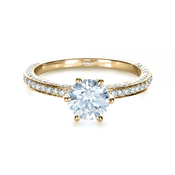 18k Yellow Gold 18k Yellow Gold Six Prong Diamond Engagement Ring - Flat View - 1382