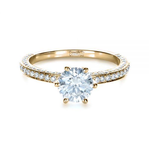 14k Yellow Gold 14k Yellow Gold Six Prong Diamond Engagement Ring - Flat View -  1382