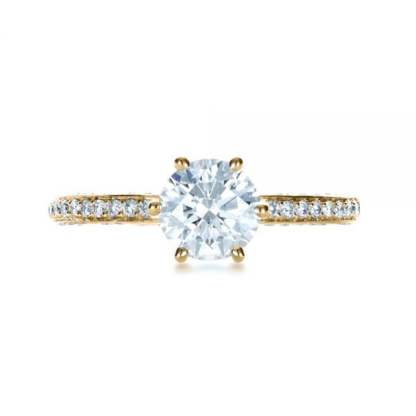 18k Yellow Gold 18k Yellow Gold Six Prong Diamond Engagement Ring - Top View -  1382