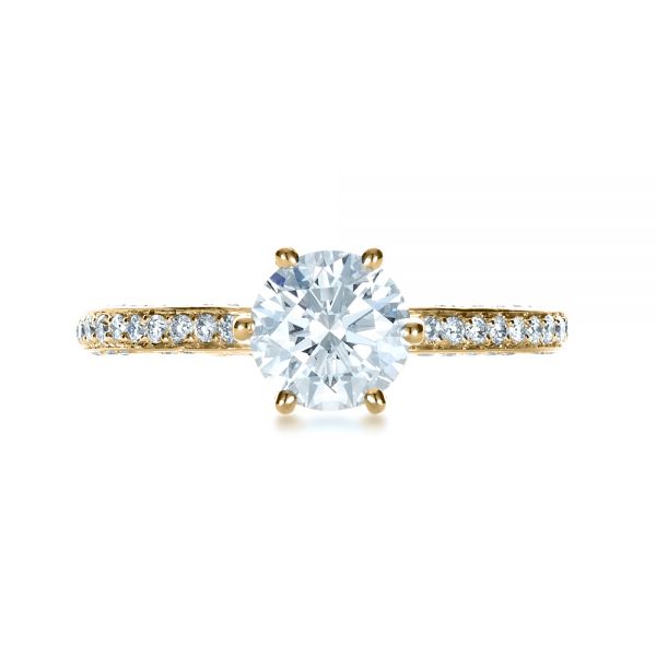 18k Yellow Gold 18k Yellow Gold Six Prong Diamond Engagement Ring - Top View - 1382