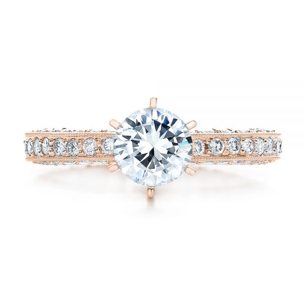 14k Rose Gold 14k Rose Gold Six Prong Set Diamond Engagement Ring - Vanna K - Top View -  100681