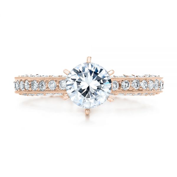 14k Rose Gold 14k Rose Gold Six Prong Set Diamond Engagement Ring - Vanna K - Top View - 100681