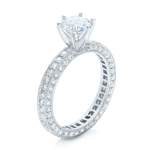  Platinum Platinum Six Prong Set Diamond Engagement Ring - Vanna K - Three-Quarter View -  100681