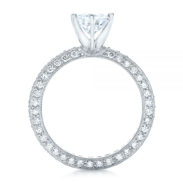 14k White Gold 14k White Gold Six Prong Set Diamond Engagement Ring - Vanna K - Front View -  100681