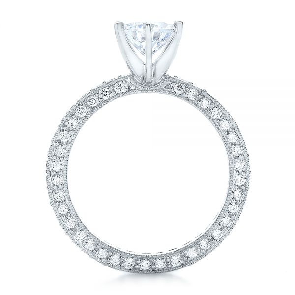 18k White Gold Six Prong Set Diamond Engagement Ring - Vanna K - Front View - 100681