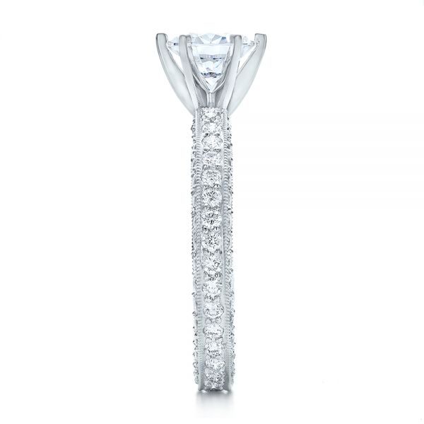 18k White Gold Six Prong Set Diamond Engagement Ring - Vanna K - Side View -  100681