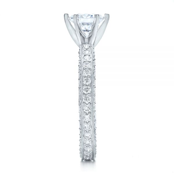 18k White Gold Six Prong Set Diamond Engagement Ring - Vanna K - Side View - 100681