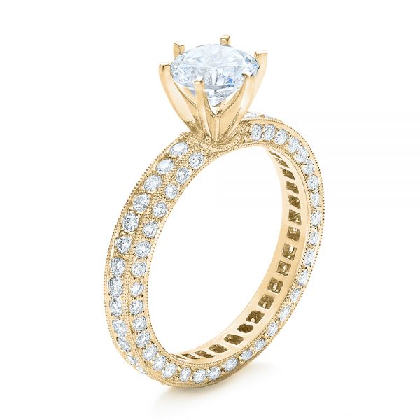 14k Yellow Gold 14k Yellow Gold Six Prong Set Diamond Engagement Ring - Vanna K - Three-Quarter View -  100681