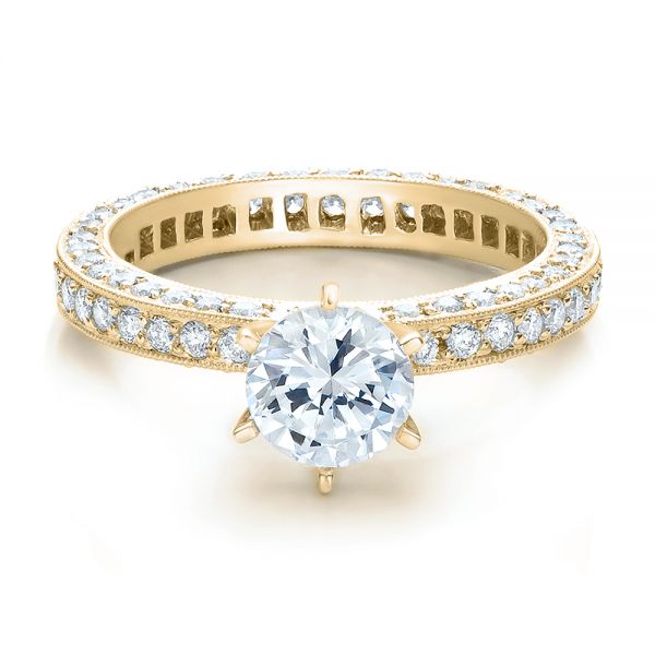 18k Yellow Gold 18k Yellow Gold Six Prong Set Diamond Engagement Ring - Vanna K - Flat View -  100681