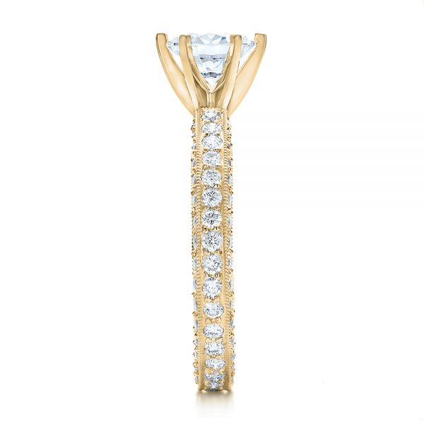 18k Yellow Gold 18k Yellow Gold Six Prong Set Diamond Engagement Ring - Vanna K - Side View - 100681