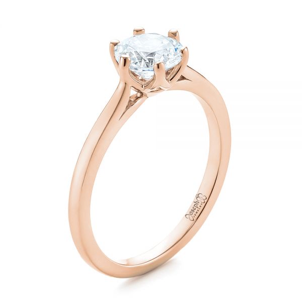 18k Rose Gold 18k Rose Gold Six Prong Solitaire Diamond Engagement Ring - Three-Quarter View -  104092