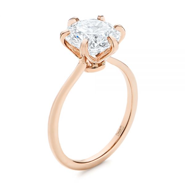 18k Rose Gold 18k Rose Gold Six Prong Solitaire Diamond Engagement Ring - Three-Quarter View -  105866