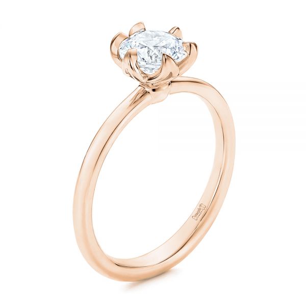 18k Rose Gold 18k Rose Gold Six Prong Solitaire Diamond Engagement Ring - Three-Quarter View - 106728