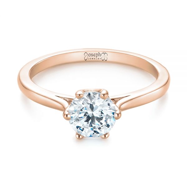 14k Rose Gold 14k Rose Gold Six Prong Solitaire Diamond Engagement Ring - Flat View -  104092