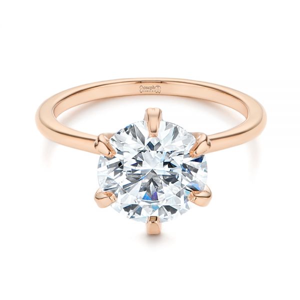 14k Rose Gold 14k Rose Gold Six Prong Solitaire Diamond Engagement Ring - Flat View -  105866