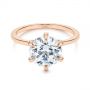 18k Rose Gold 18k Rose Gold Six Prong Solitaire Diamond Engagement Ring - Flat View -  105866 - Thumbnail