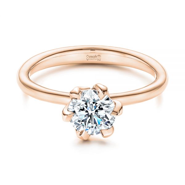 14k Rose Gold 14k Rose Gold Six Prong Solitaire Diamond Engagement Ring - Flat View -  106728