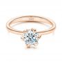 18k Rose Gold 18k Rose Gold Six Prong Solitaire Diamond Engagement Ring - Flat View -  106728 - Thumbnail