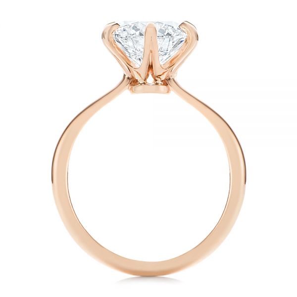 18k Rose Gold 18k Rose Gold Six Prong Solitaire Diamond Engagement Ring - Front View -  105866