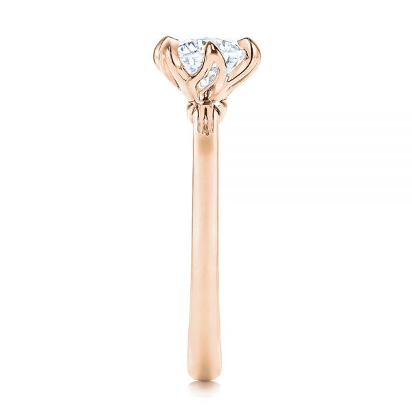 18k Rose Gold 18k Rose Gold Six Prong Solitaire Diamond Engagement Ring - Side View - 106728