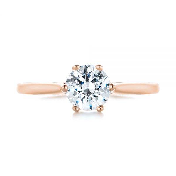 14k Rose Gold 14k Rose Gold Six Prong Solitaire Diamond Engagement Ring - Top View -  104092