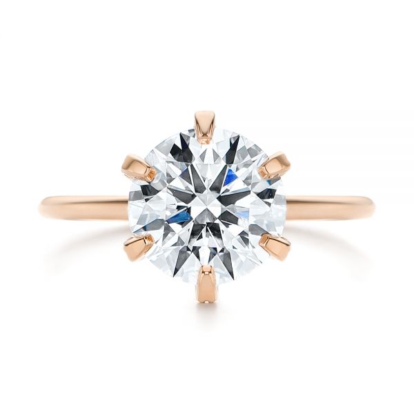 14k Rose Gold 14k Rose Gold Six Prong Solitaire Diamond Engagement Ring - Top View -  105866